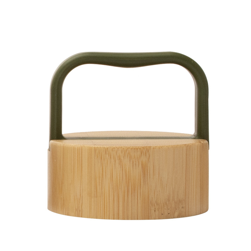 Cap din bambus spiral de 70 mm pentru ceașcă din sticlă și borcan de depozitare