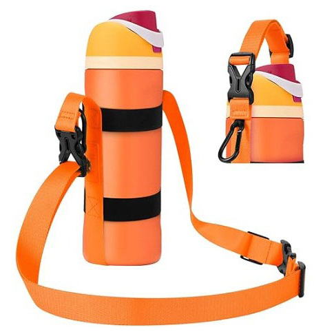 Husă izolată pentru sticla de apă, pentru exterior, cu capac protector reglabil și curea crossbody