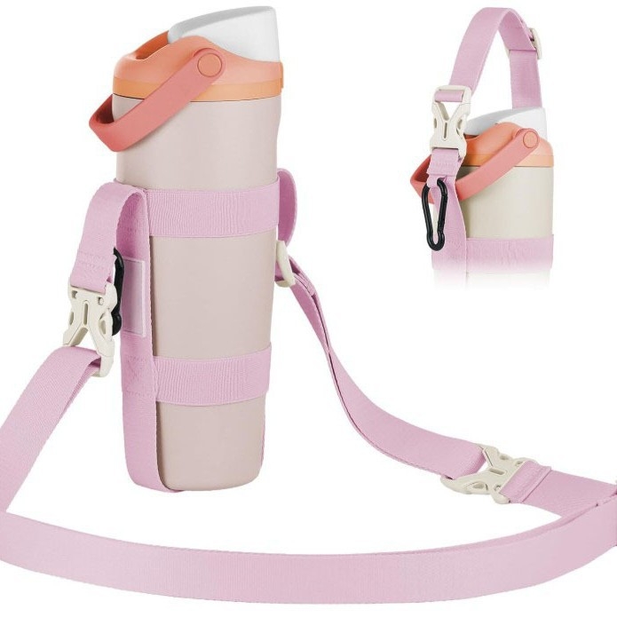 Husă izolată pentru sticla de apă, pentru exterior, cu capac protector reglabil și curea crossbody