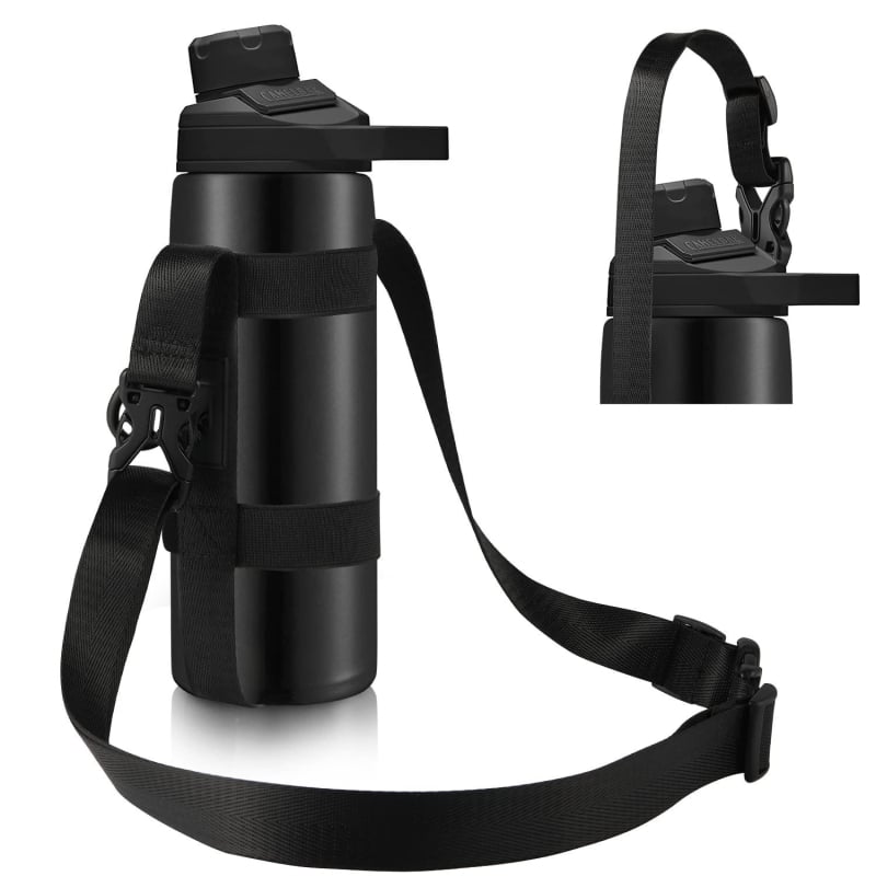 Husă izolată pentru sticla de apă, pentru exterior, cu capac protector reglabil și curea crossbody