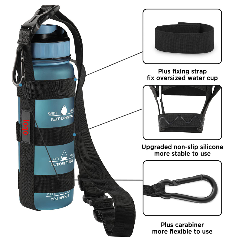 Husă izolată pentru sticla de apă, pentru exterior, cu capac protector reglabil și curea crossbody