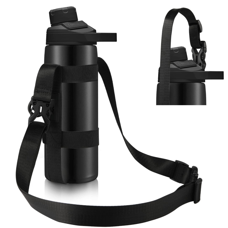 Husă izolată pentru sticla de apă, pentru exterior, cu capac protector reglabil și curea crossbody