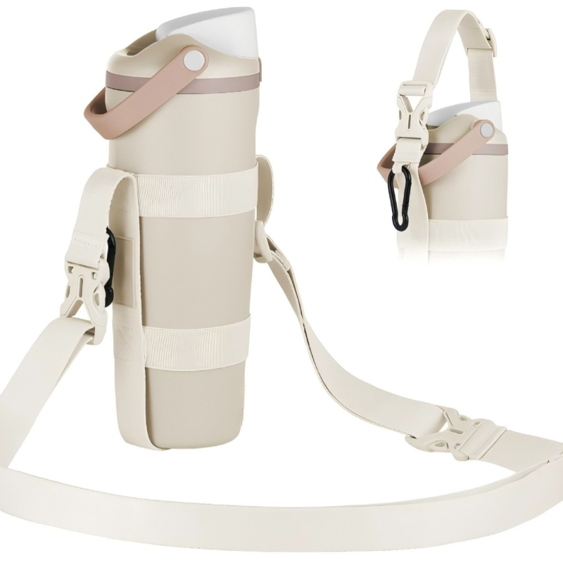 Husă izolată pentru sticla de apă, pentru exterior, cu capac protector reglabil și curea crossbody