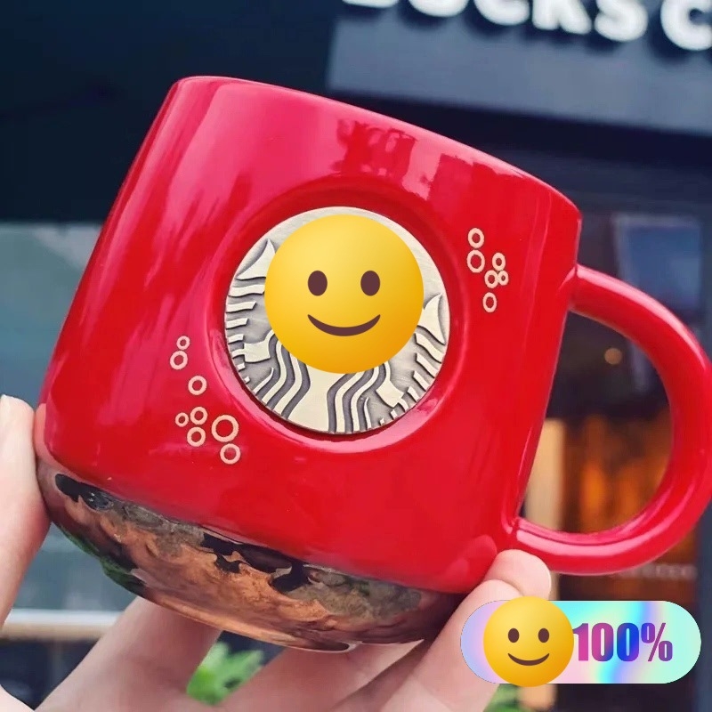 Ceașcă de cafea din porțelan cu emblemă din cupru în model de solzi de pește, design premium