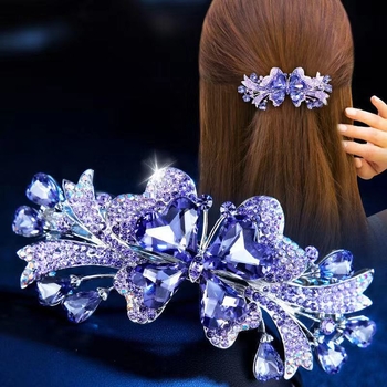 Korejskog stila velika kristalna leptir kopča za kosu s rhinestones, cvijet od kristala, opružni klips