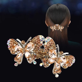 Korejskog stila velika kristalna leptir kopča za kosu s rhinestones, cvijet od kristala, opružni klips