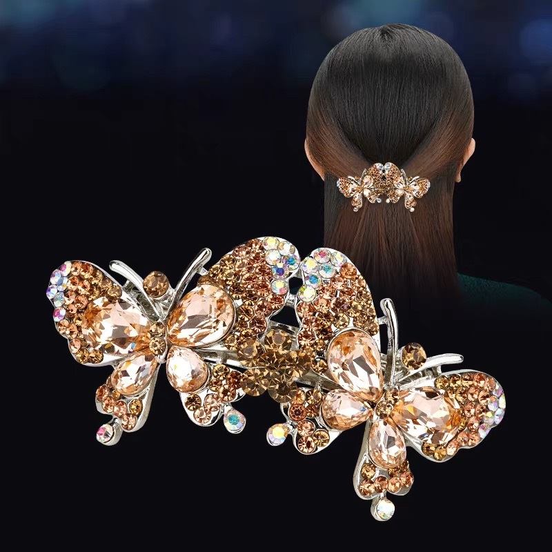 Korejskog stila velika kristalna leptir kopča za kosu s rhinestones, cvijet od kristala, opružni klips