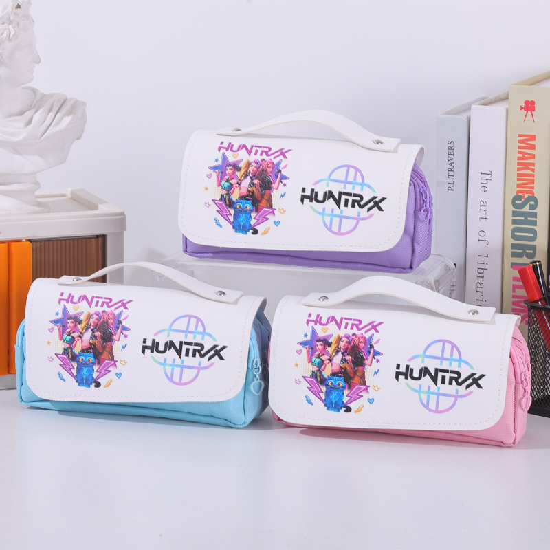 Penar de creioane cu capacitate mare, design în stil japonez, temă anime pentru elevi
