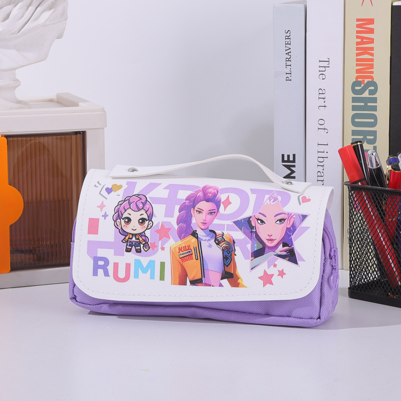 Penar de creioane cu capacitate mare, design în stil japonez, temă anime pentru elevi