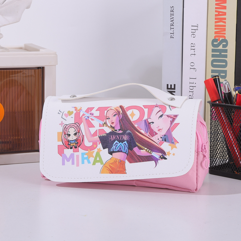 Penar de creioane cu capacitate mare, design în stil japonez, temă anime pentru elevi