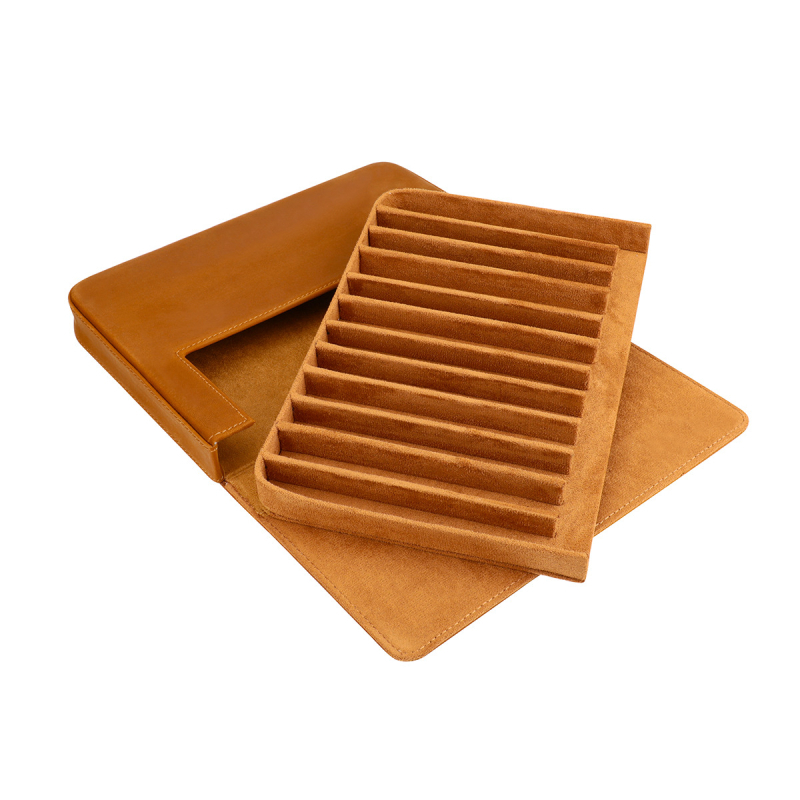 Etui pentru stilouri din piele Crazy Horse, lucrat manual, stil sertar, piele naturală