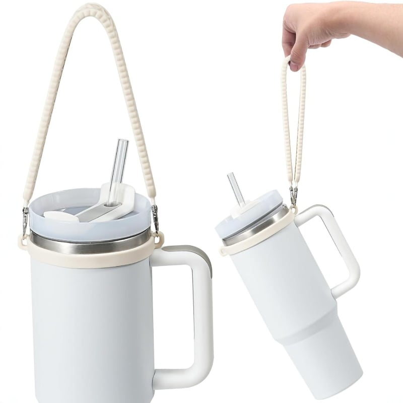 Husă din silicon pentru pahar, cu bretea și inel, set de protecție pentru sticlă de apă, material ecologic portabil