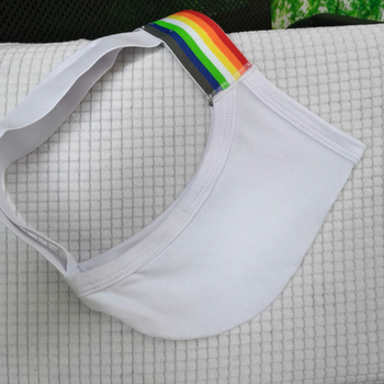 Színes férfi pamut tangabugyi, lélegző és kényelmes, fehér, alacsony derék, GAY dupla T-string
