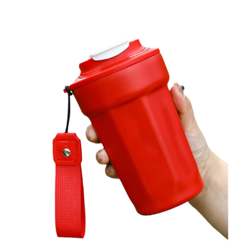 Cana de cafea octagonală din oțel inoxidabil 316, izolată, cu capac și funie de purtare — ceașcă auto portabilă