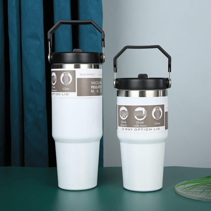 Cană izolată de cafea din oțel inoxidabil 304, 30oz, cu mâner, pentru acasă și mașină