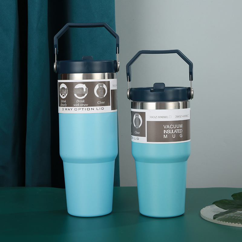 Cană izolată de cafea din oțel inoxidabil 304, 30oz, cu mâner, pentru acasă și mașină