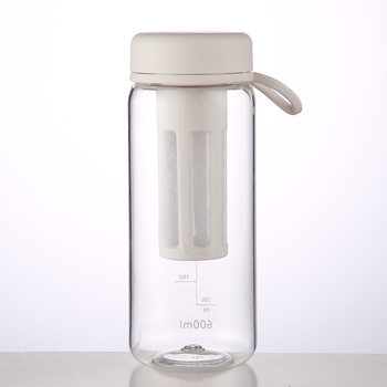 Pahar din plastic cu infuzor de ceai, portabil, cu pereți dubli, transparent, cu scară de măsurare pentru ceai și cafea