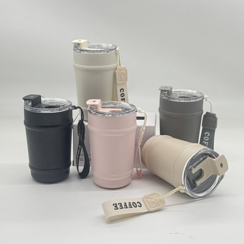 Cană izolată din oțel inoxidabil 304 cu capac rabatabil, cană portabilă pentru cafea, cadou premium