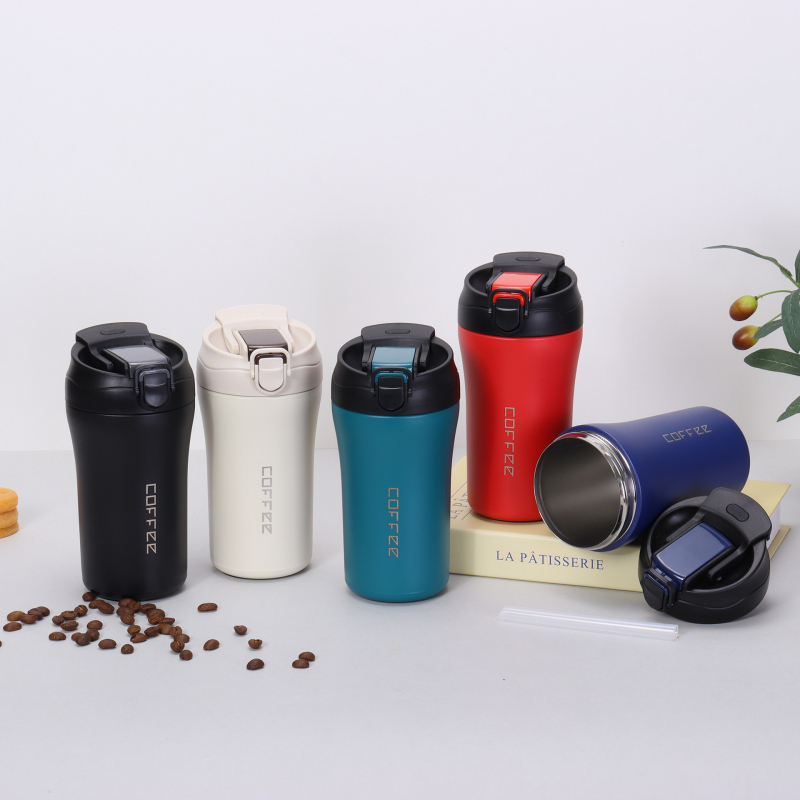 Cană de cafea minimalistă din oțel inoxidabil, izolație prin vid, capacitate mare, pentru călătorii și utilizare în mașină