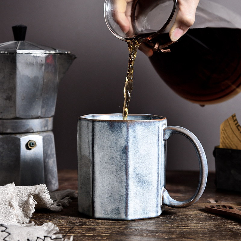 Ceașcă ceramică Nordic cu glazură de cuptor, design retro, pentru cafea sau ceai, acasă sau la birou