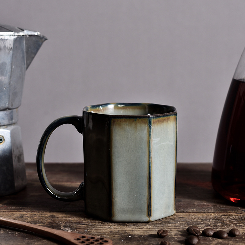 Ceașcă ceramică Nordic cu glazură de cuptor, design retro, pentru cafea sau ceai, acasă sau la birou