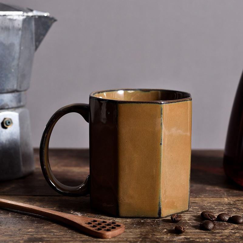 Ceașcă ceramică Nordic cu glazură de cuptor, design retro, pentru cafea sau ceai, acasă sau la birou
