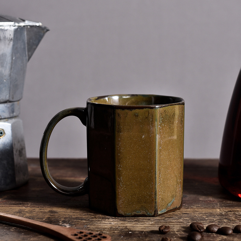 Ceașcă ceramică Nordic cu glazură de cuptor, design retro, pentru cafea sau ceai, acasă sau la birou