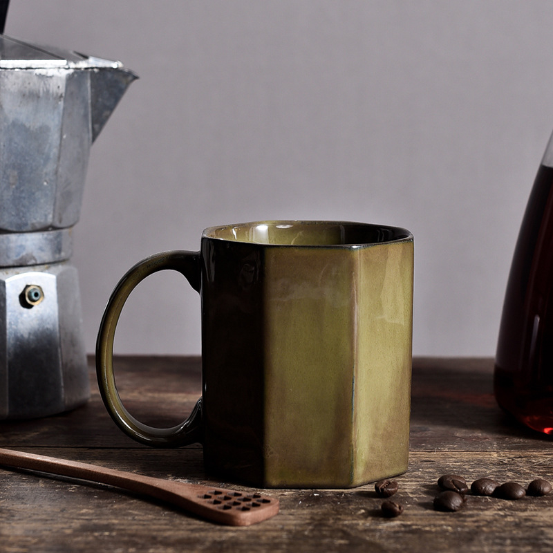 Ceașcă ceramică Nordic cu glazură de cuptor, design retro, pentru cafea sau ceai, acasă sau la birou