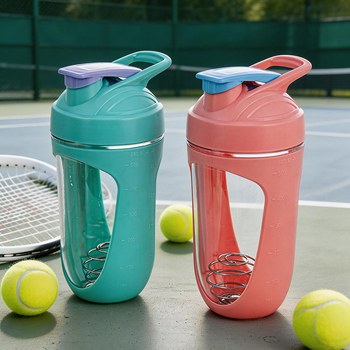Cana shaker din plastic, 680 ml, pentru pudră proteică și milkshake – pereți dubli, etanș, cu logo personalizat