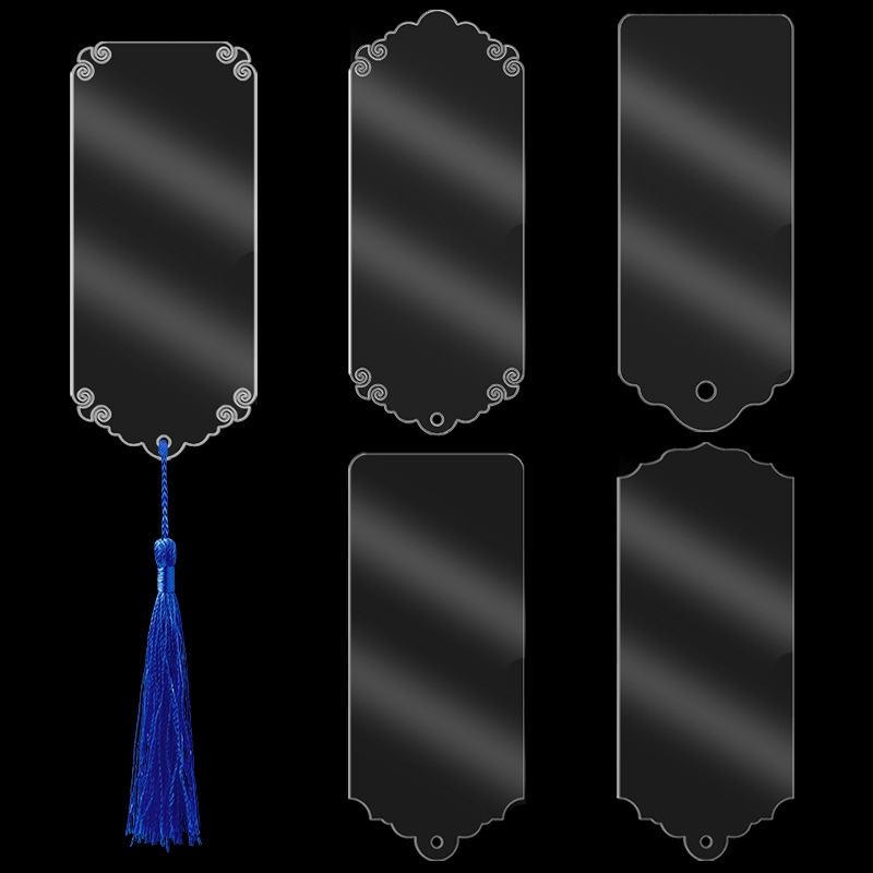 Semn de carte din acril transparent, gol, cu ciucuri colorate – etichetă DIY pentru carte și etichetă de cadou de absolvire