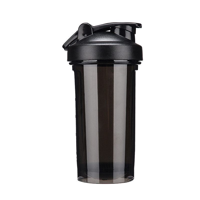 Fitnesz shakertartó, 500 ml, műanyag, dupla falú, flip-top fedél, szívószál, szivárgásmentes