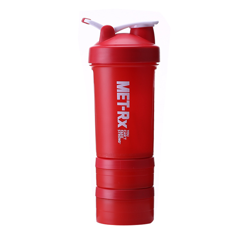 Shaker de proteine cu design în trei straturi, pahar sport din plastic etanș