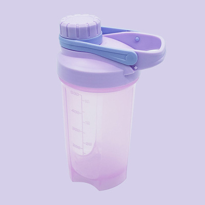 Shaker de proteine cu scară de măsurare, 500 ml, recipient din plastic pentru fitness, cu logo imprimat