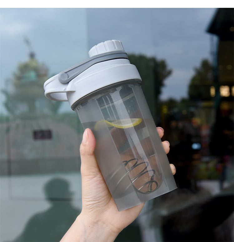 Shaker de proteine cu scară de măsurare, 500 ml, recipient din plastic pentru fitness, cu logo imprimat