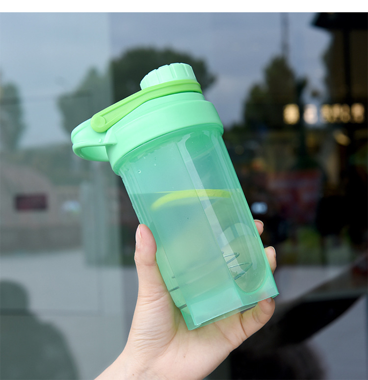 Shaker de proteine cu scară de măsurare, 500 ml, recipient din plastic pentru fitness, cu logo imprimat