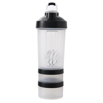 Pahar shaker de proteine transparent, 500ml, cu compartiment pentru pudră și logo personalizabil