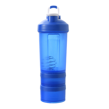Pahar shaker de proteine transparent, 500ml, cu compartiment pentru pudră și logo personalizabil