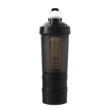 Pahar shaker de proteine transparent, 500ml, cu compartiment pentru pudră și logo personalizabil