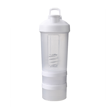 Pahar shaker de proteine transparent, 500ml, cu compartiment pentru pudră și logo personalizabil