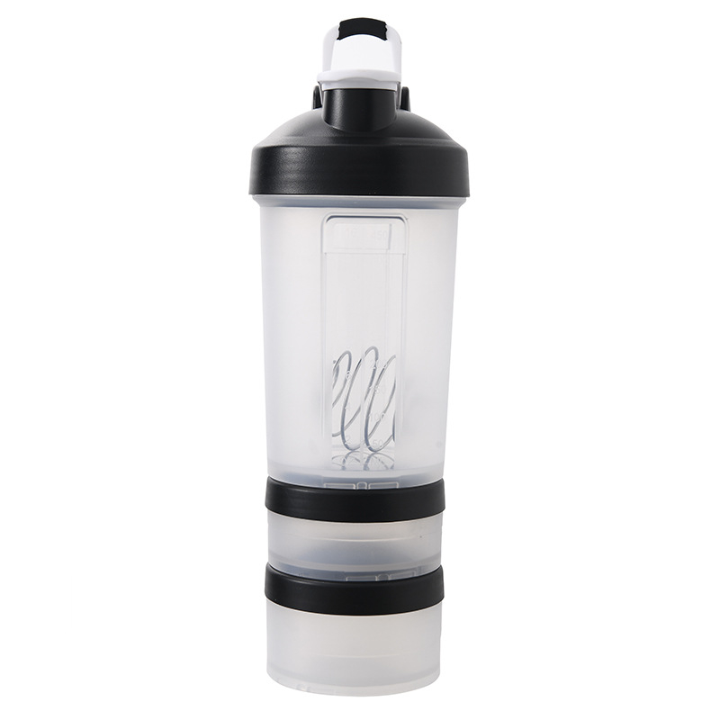 Pahar shaker de proteine transparent, 500ml, cu compartiment pentru pudră și logo personalizabil