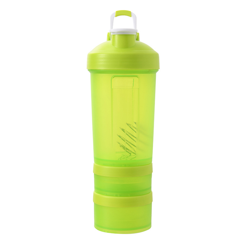 Pahar shaker de proteine transparent, 500ml, cu compartiment pentru pudră și logo personalizabil