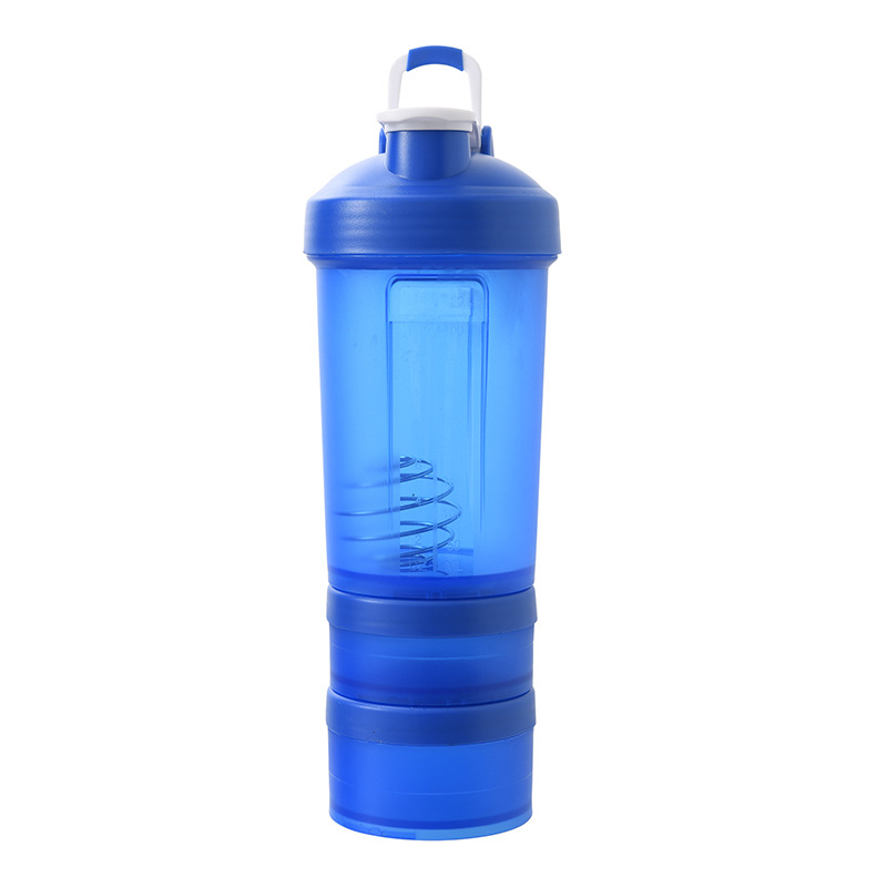 Pahar shaker de proteine transparent, 500ml, cu compartiment pentru pudră și logo personalizabil