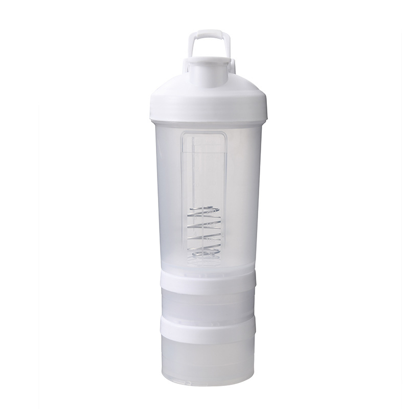 Pahar shaker de proteine transparent, 500ml, cu compartiment pentru pudră și logo personalizabil