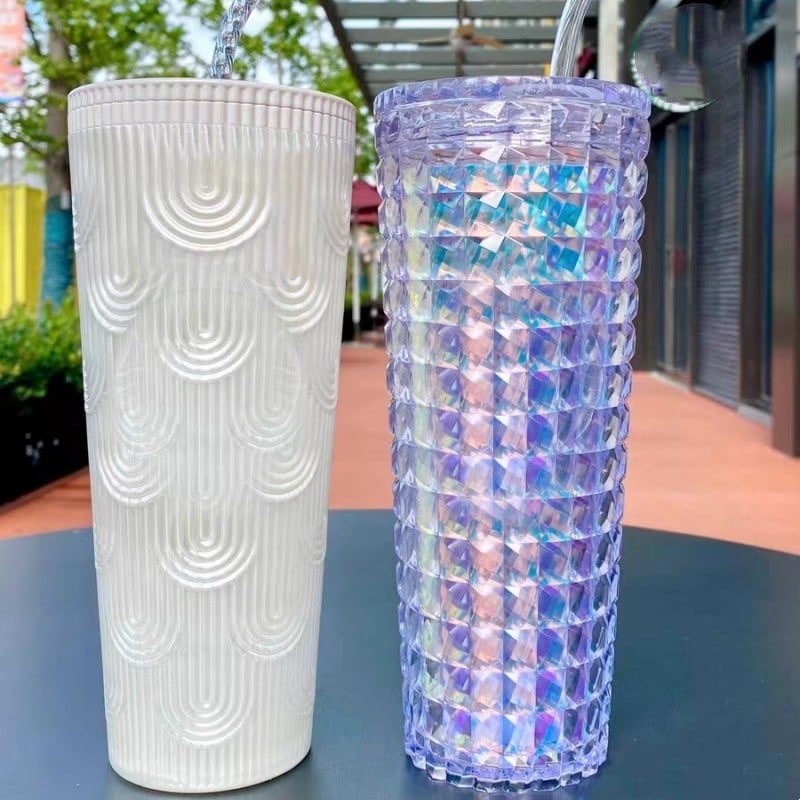 Star Dad pahar cu pereți dubli, cu pai, 710 ml, design creativ cu motiv durian, portabil, luciu irizat
