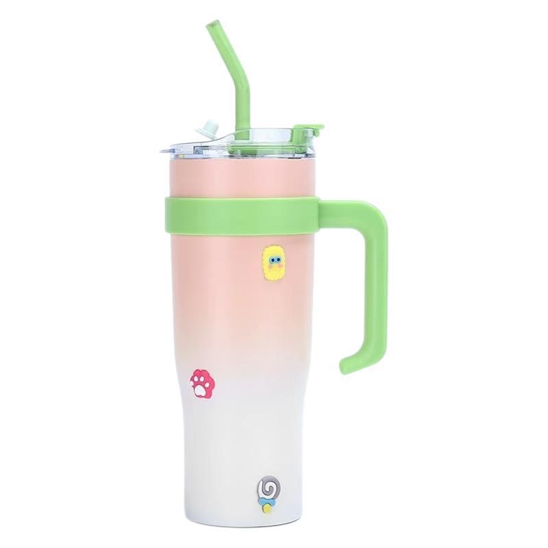 Colorful Forest Cupă termică gradientă de 40oz cu mâner, recipient auto portabil pentru apă