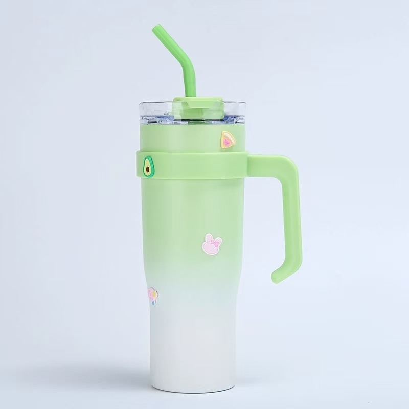 Colorful Forest Cupă termică gradientă de 40oz cu mâner, recipient auto portabil pentru apă