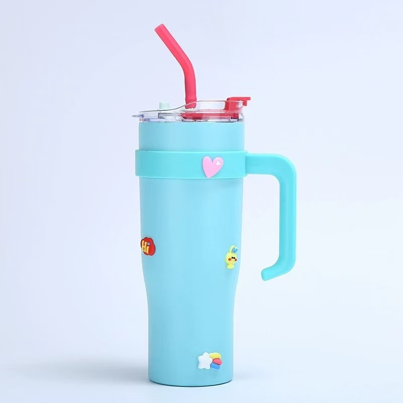 Colorful Forest Cupă termică gradientă de 40oz cu mâner, recipient auto portabil pentru apă