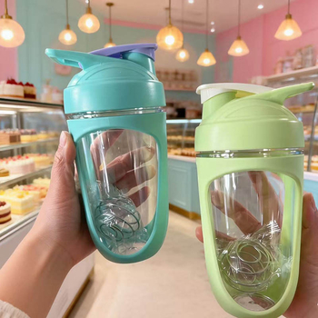Shaker de fitness cu scară de măsurare, recipient portabil din plastic pentru pulbere proteică și milkshake