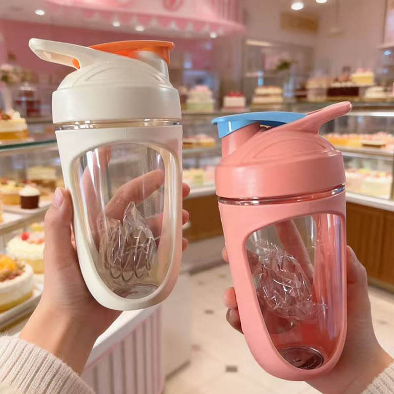 Shaker de fitness cu scară de măsurare, recipient portabil din plastic pentru pulbere proteică și milkshake