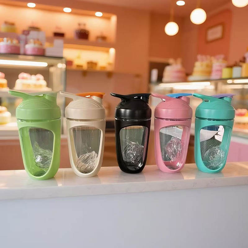 Shaker de fitness cu scară de măsurare, recipient portabil din plastic pentru pulbere proteică și milkshake